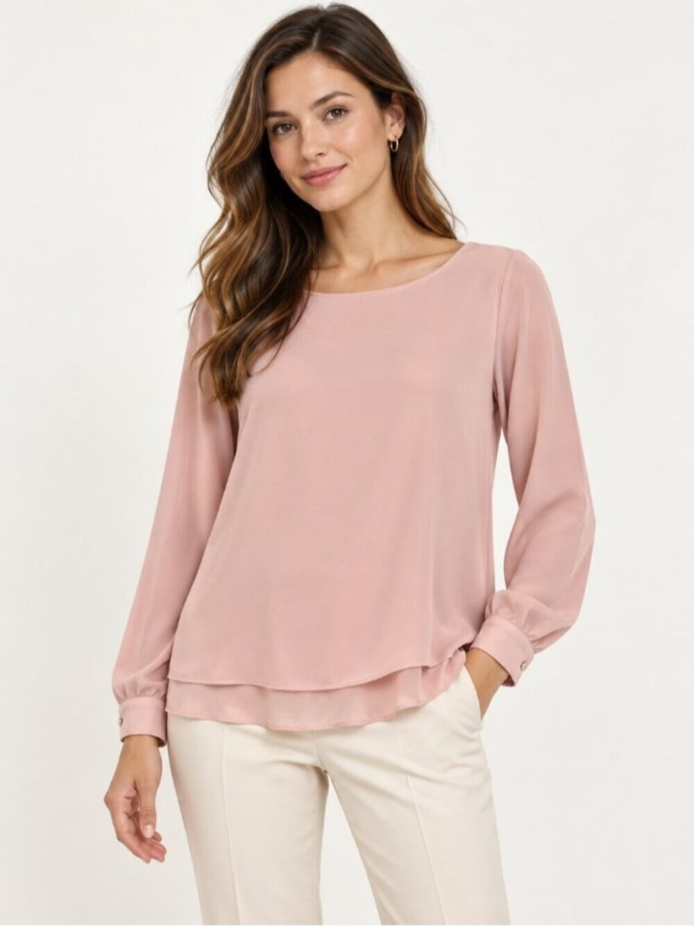 White House Black Market Pink Layered Blouse Size 0 0749